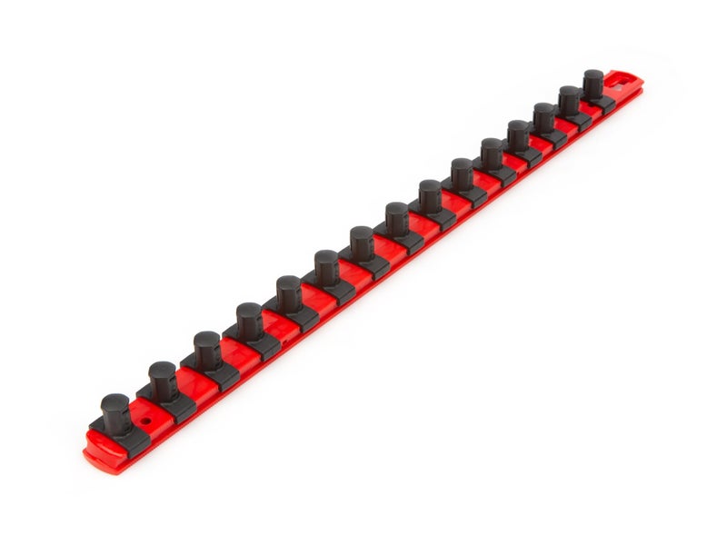 TEKTON 1/2 Inch Drive x 18 Inch Socket Rail, 15 Clips (Red) | OSR23115 | Made in USA - Image 1